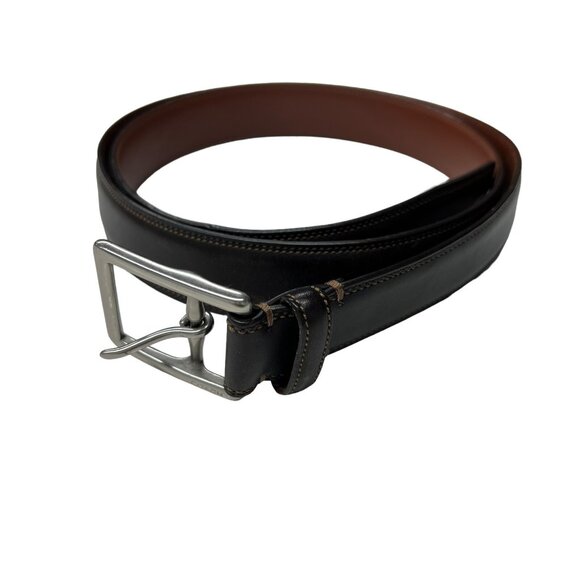 COACH Calfskin Leather Belt Brass Buckle Black & Brown Men's 40" 100 cm 3752 B7 - Picture 1 of 10